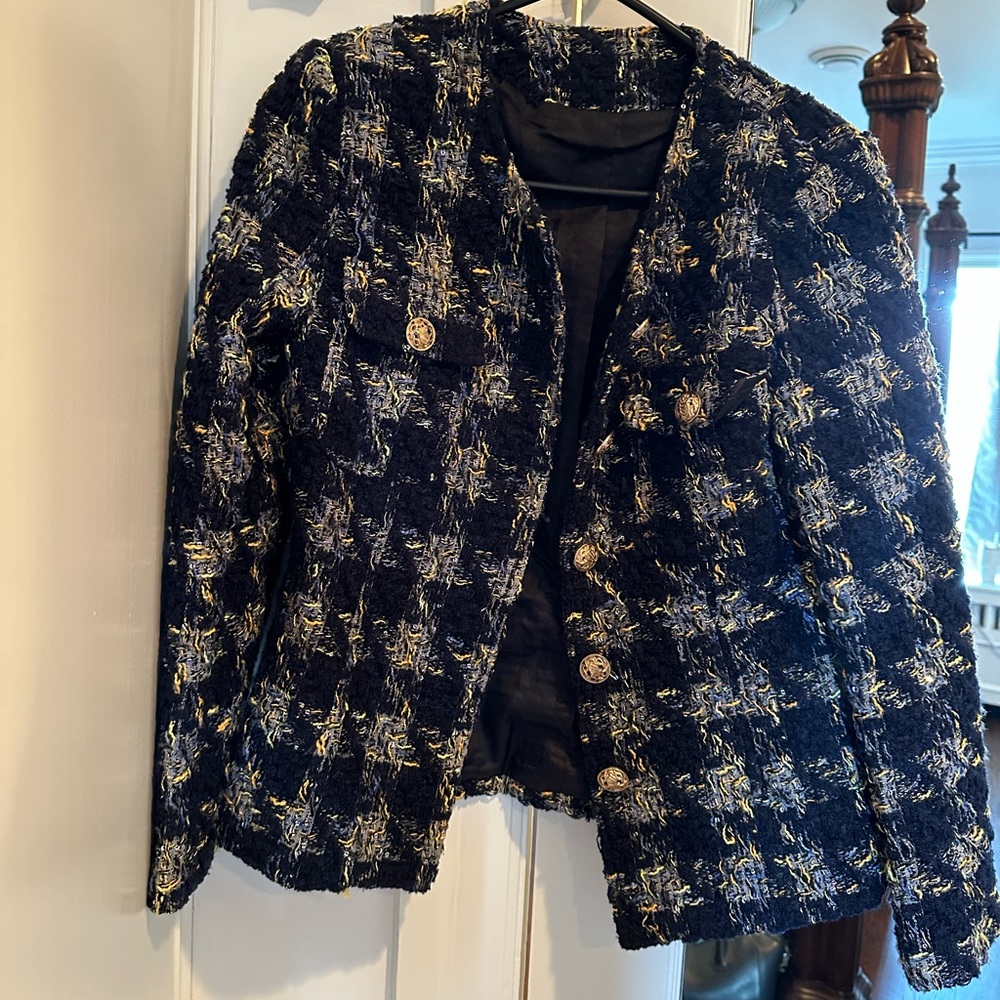 Tweed houndstooth blazer